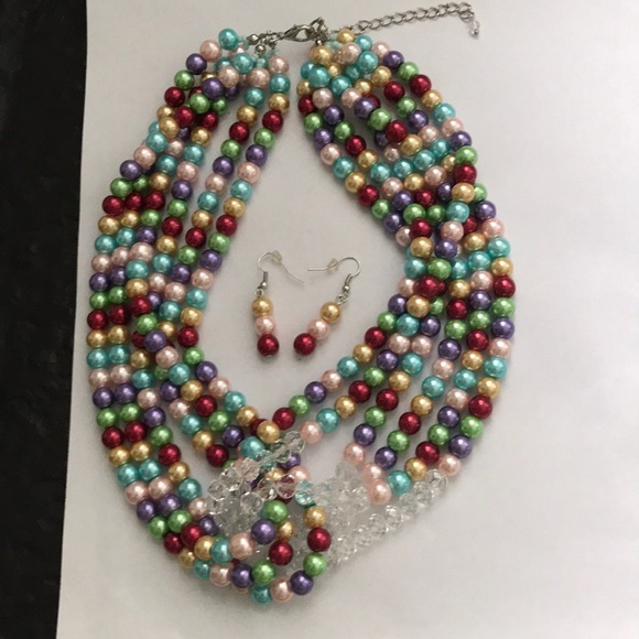 12 STRANDS of MULTI COLORED BEADS & EARRING SET - Picture 8 of 8
